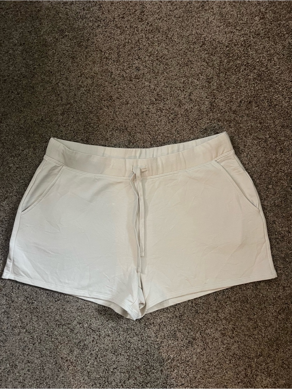 Quince Off-White Drawstring Athletic Shorts